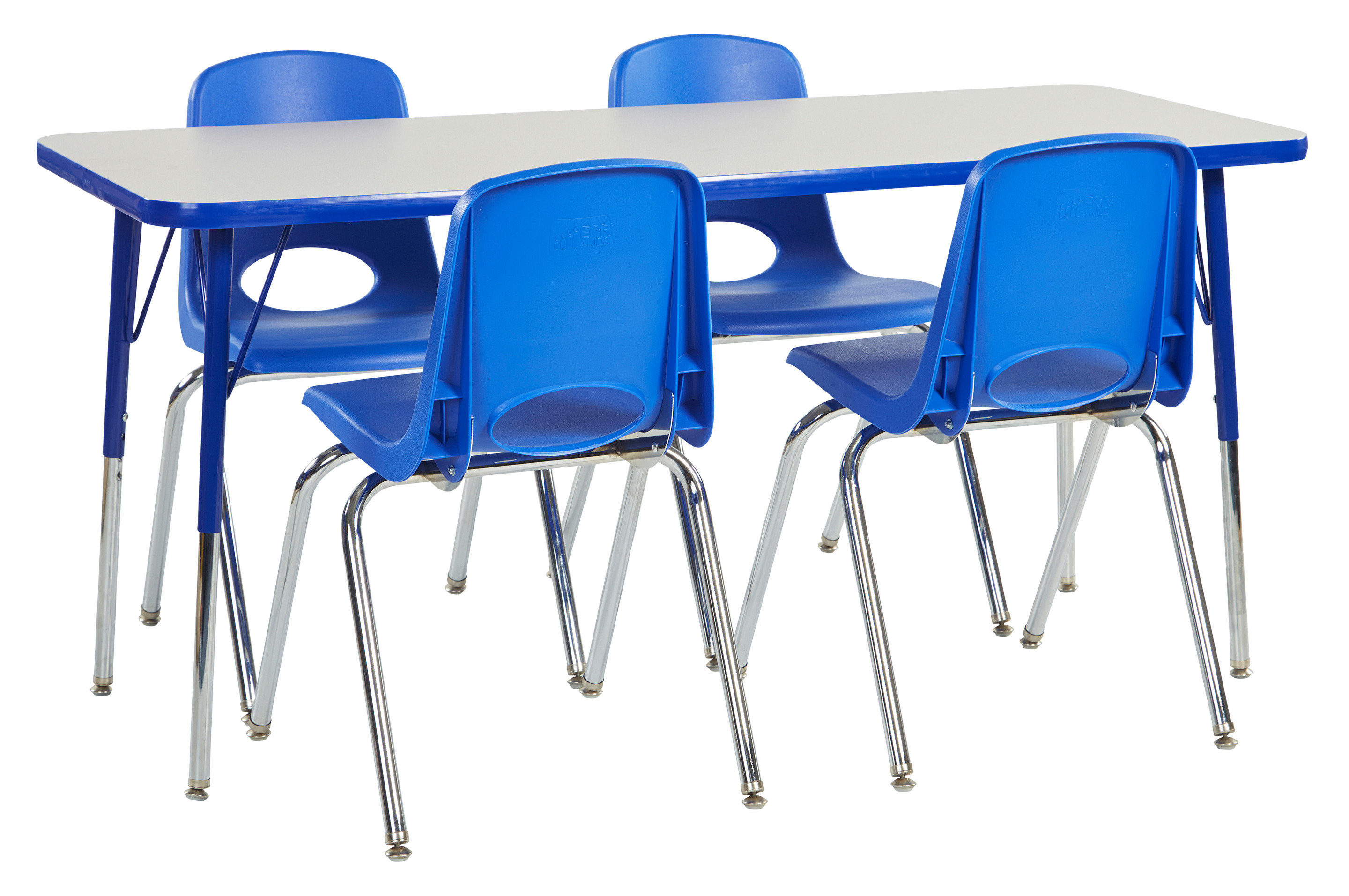 ECR4Kids 5 Piece 60" x 24" Rectangular Classroom Table and 18" Chair